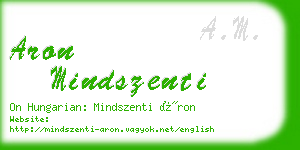 aron mindszenti business card